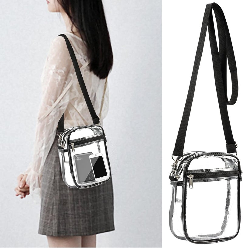 Fpxnb 2 Packs Clear Crossbody Bag Stadium Approved, Clear Crossbody Purse with Front Pocket and Adjustable Strap for Concerts - Image 5